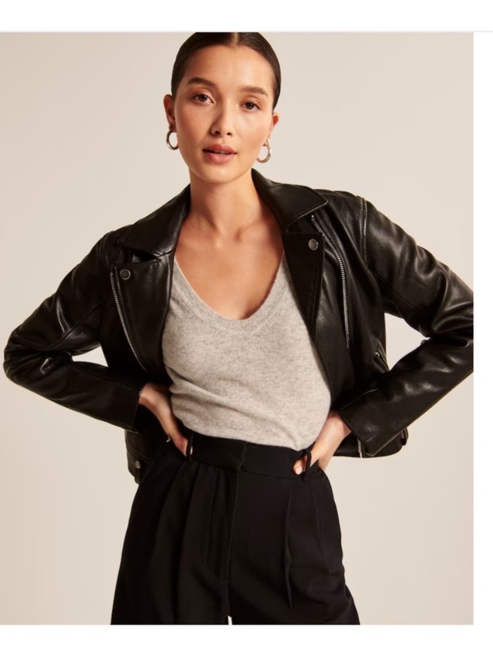 Abercrombie & Fitch Classic Black Leather Jacket size small